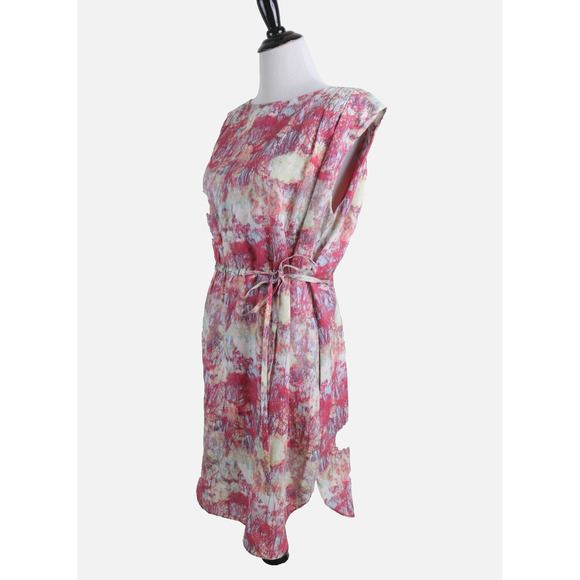 Reiss Dresses & Skirts - Reiss US 6 Brio Abstract Print Dress Tie Waist Shift Pink Cream